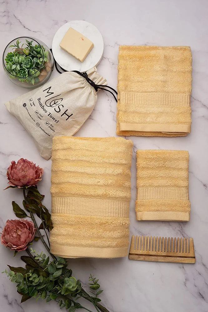 Mush Bamboo Towels for Bath Large Size | 600 GSM Bath Towel for Men & Women | Soft, Highly Absorbent, Quick Dry,and Anti Microbial | 75 X 150 cms